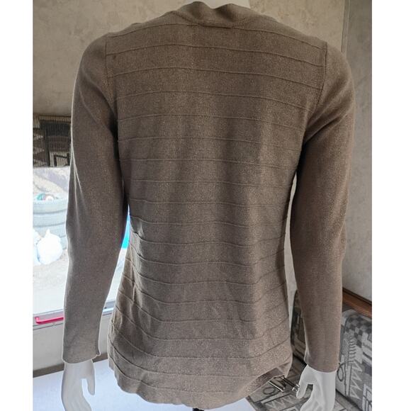 LANE BRYANT Gold Metallic Ribbed Zip Knit Cardigan 14/16 Quietlux Minimalist - Picture 6 of 11